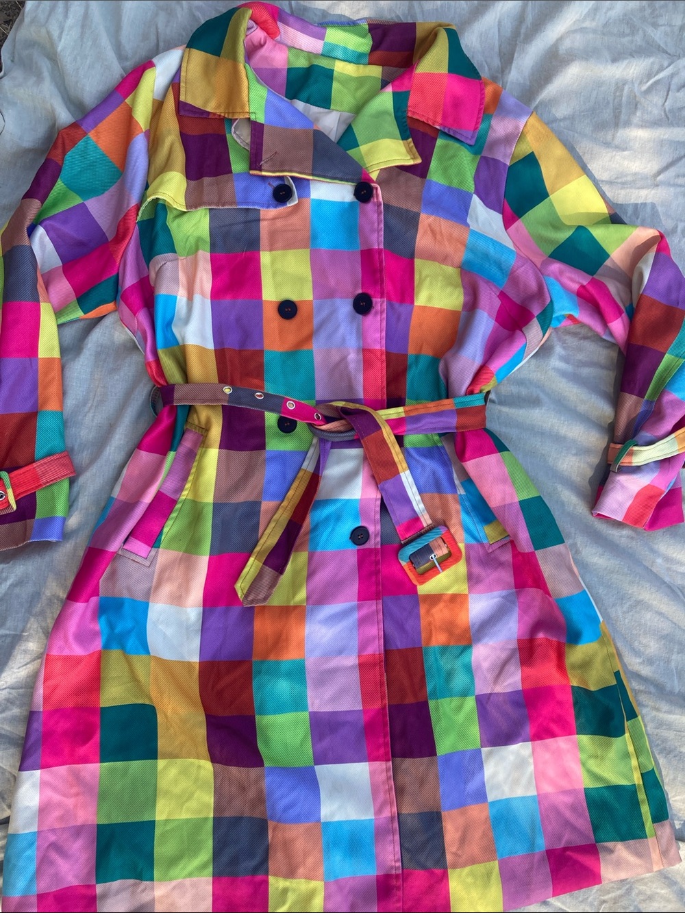 Rainbow plaid trench coat dress plus size 3x the gap asos fans - Picture 8 of 13